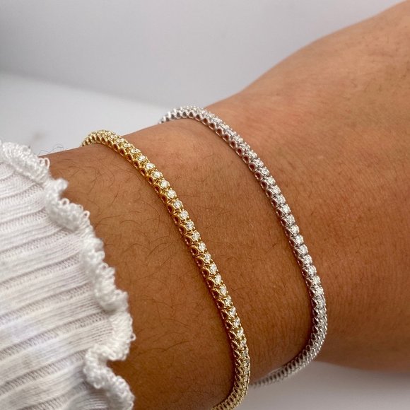 1.00 Carat Natural Diamond Tennis Bracelet G SI 14K White  1.00 Carat Natural Diamond Tennis Bracelet 14K White Gold G-H SI